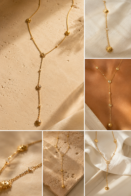 Collier chaîne fine en Y soleil Soléa Edition